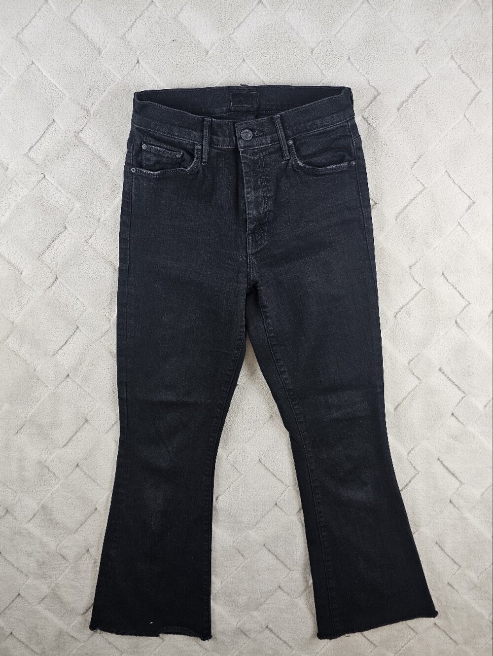 Mother The Weekender Flare Leg Jean in Not Guilty Black Wash Womens 26